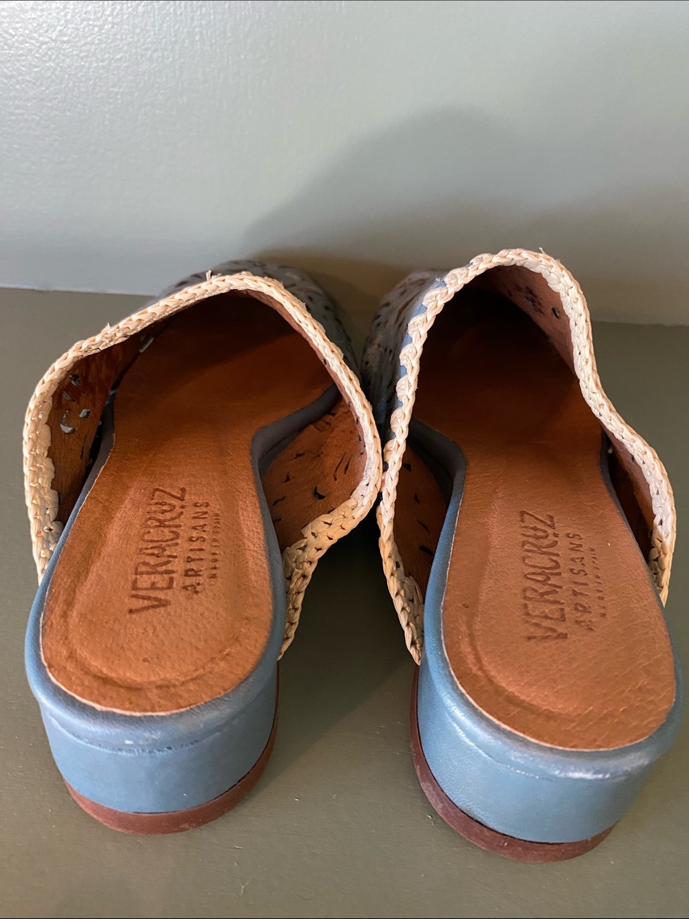 Vera Cruz Artisan Distressed Leather Slip-On Mules with Cream Trim - Picture 5 of 9